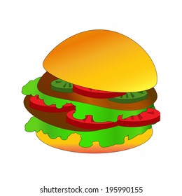 Hamburger. Vector illustration on white background.