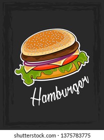 Hamburger, vector illustration. Poster