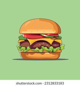Hamburger Vector Illustration With Solid Background