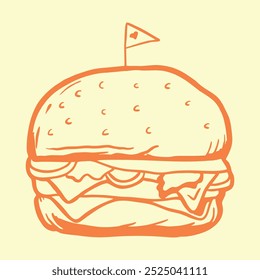 Hamburger vector line art icon