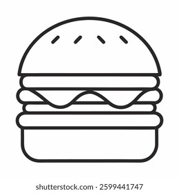 hamburger vector line art on white background