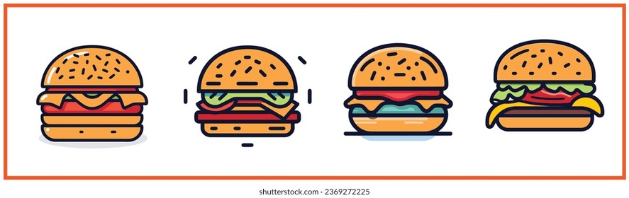 Silhouette-Symbol-Sammlung mit Hamburger-Vektorlogo