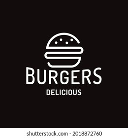 Hamburger vector logo template. Vintage burger café logo with grunge texture. Trendy vintage design.