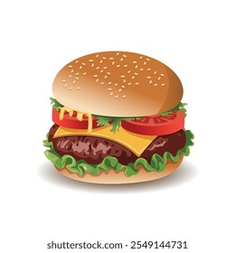 Hamburger vector, realistic burger vector art illustration