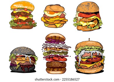 Hamburger vector set collection graphic clipart design