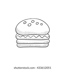 Hamburger vector sketch icon isolated on background. Hand drawn Hamburger icon. Hamburger sketch icon for infographic, website or app.