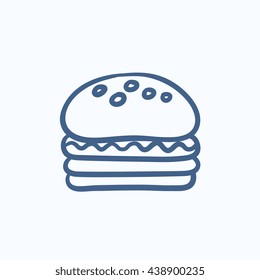 Hamburger vector sketch icon isolated on background. Hand drawn Hamburger icon. Hamburger sketch icon for infographic, website or app.