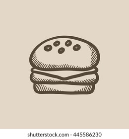 Icono de esbozo vector Hamburger aislado en el fondo. Hand dibujó el icono de Hamburger. Icono de esbozo Hamburger para infografía, sitio web o aplicación.