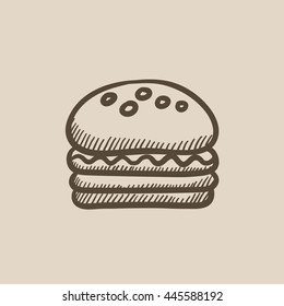 Icono de esbozo vector Hamburger aislado en el fondo. Hand dibujó el icono de Hamburger. Icono de esbozo Hamburger para infografía, sitio web o aplicación.