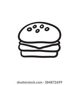 Hamburger vector sketch icon isolated on background. Hand drawn Hamburger icon. Hamburger sketch icon for infographic, website or app.