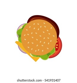hamburger with vegetables icon over white background. colorful design. top view. vector illustration