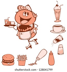 Hamburger waitress set