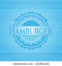 Hamburger water concept style emblem. Vector Illustration. Detailed.