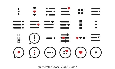 Hamburger web and mobile app menu icons, vector buttons for website UI navigation. Hamburger or burger line app menu for home or drop list and application drawer or more menu bars in mobile app