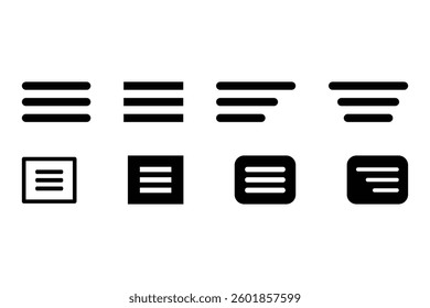 Hamburger web and mobile app menu icons set. Vector buttons for website UI navigation. layout grid add icon collection illustration.