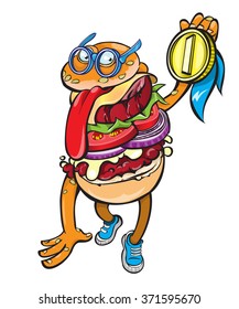 Hamburger which received a medal that it tasty.