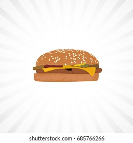 Hamburger with White Stripe Background