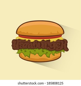 Hamburger with the word ,,hamburger,, written inside