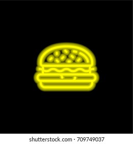 Hamburger yellow glowing neon ui ux icon. Glowing sign logo vector