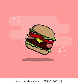 hamburgers cone cartoon icon illustration. sweet food icon concept isolated . flat cartoon style Free Vector