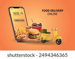 hamburgers french fries soft drink cans cola hot dogs 3d smart 3d going forward app kfc buy mc menu pack set fast food deliver rider order lunch phone shop online sale