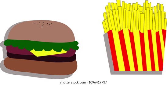 Hamburgers and fries