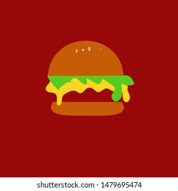 Hamburgers icon on the red background. Vector illustration 