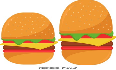 Hamburguesas, ilustración, vector sobre fondo blanco.