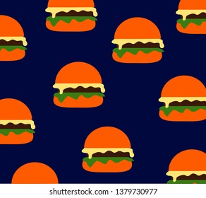 Hamburgers on the blue background. Vector illustration