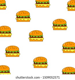 Hamburgers pattern on the white background. Vector illustration