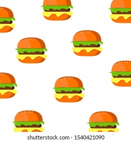 Hamburgers pattern on the white background. Vector illustration 