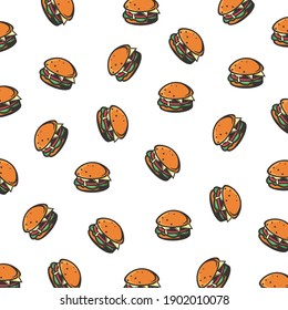 Hamburger Muster auf weißem Hintergrund. Vektorgrafik 