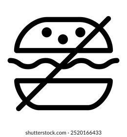 Las hamburguesas son iconos prohibidos con trazos editables. La comida chatarra es un icono prohibido con trazos editables