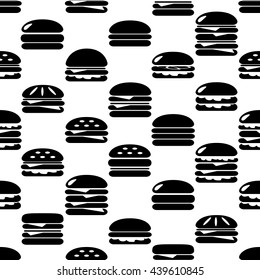 hamburgers types fast food icons seamless pattern eps10