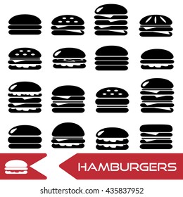 hamburgers types fast food modern simple icons eps10