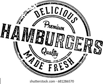 Hamburgers Vintage Restaurant Stamp Sign