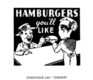 Hamburgers You'll Like - Retro Ad Art Banner