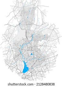 Hamburg-Nord, Hamburg, DEUTSCHLAND, high detail vector map with city boundaries and editable paths. White outlines for main roads. Many smaller paths. Blue shapes and lines for water.