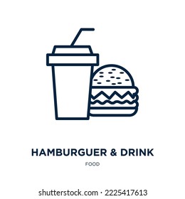 hamburguer  drink icon from food collection. Thin linear hamburguer  drink, hamburguer, restaurant outline icon isolated on white background. Line vector hamburguer  drink sign, symbol for web and 