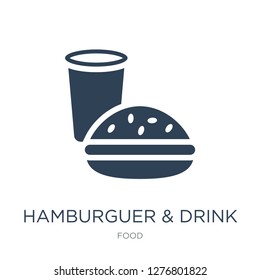 hamburguer & drink icon vector on white background, hamburguer & drink trendy filled icons from Food collection, hamburguer & drink vector illustration