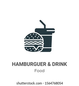 Hamburguer & drink vector icon on white background. Flat vector hamburguer & drink icon symbol sign from modern food collection for mobile concept and web apps design.