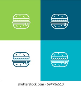 Hamburguer green and blue material color minimal icon or logo design