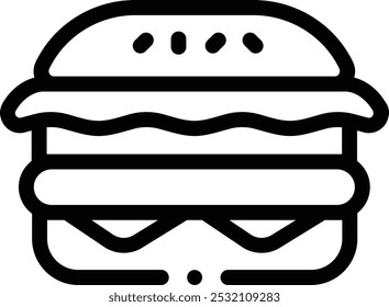 ícone hamburguer. Design De Estilo Linear Fino Isolado Em Plano De Fundo Branco