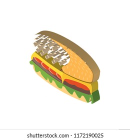 Hamburguer isometric left top view 3D icon