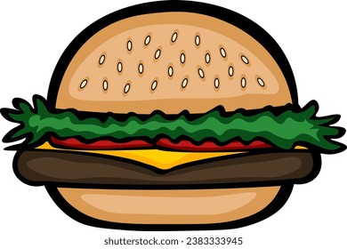 hamburguer meat fast food snack cartoon