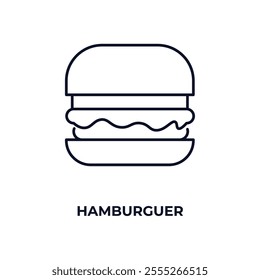 hamburguer  outline icon. Linear vector from food concept. Thin line hamburguer  icon isolated on white background