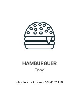 Hamburguer outline vector icon. Thin line black hamburguer icon, flat vector simple element illustration from editable food concept isolated stroke on white background