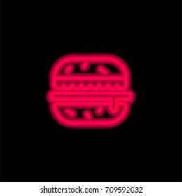 Hamburguer red glowing neon ui ux icon. Glowing sign logo vector