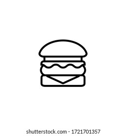 Hamburguer vector icon in linear, outline icon isolated on white background