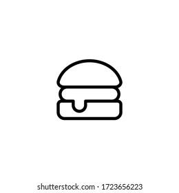 Hamburguer vector icon in linear, outline icon isolated on white background